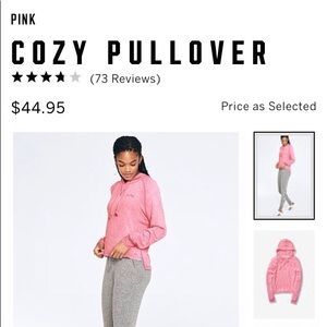 VS PINK COZY PINK PULLOVER WITH HOODIE NEW